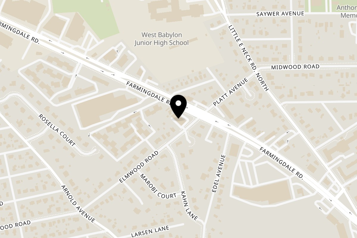 Map showing the location of Angie's Soul House on 140 NY-109 in West Babylon